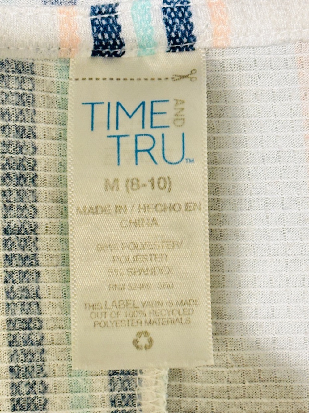 Time and Tru White Hooded Coverup with Blue Stripes - Picture 7 of 7
